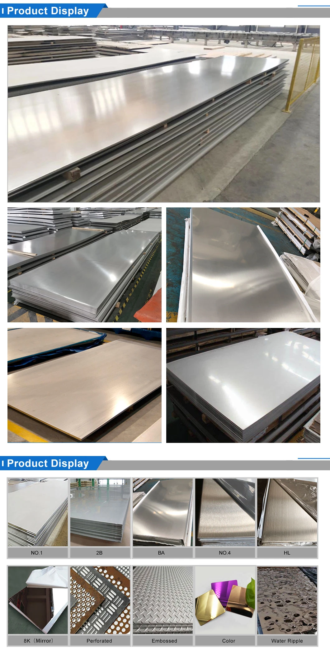AISI ASTM 2b Ba Brushed Mirror 201 202 301 304 304L 309S 310S 316 316L 317L 321 409L 410 410s 420 430 Stainless Steel/Aluminum/Carbon/Galvanized/Tin/Roof Sheet