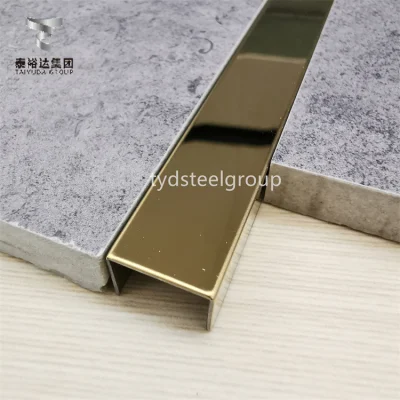Taiyuda Super Mirrior PVD Color Coating Rose Gold Hairline Hl SUS 304 304L 316 316L 201 T U Shape Decorative Stainless Steel Trim for Wall and Floor