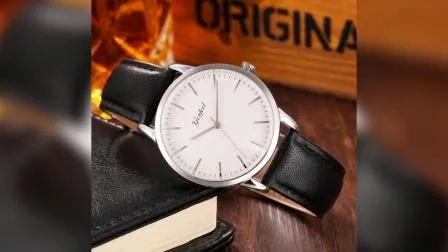 Water Resistant Stainless Steel Case Leather Strap Super Thin OEM Quartz Couple Watch